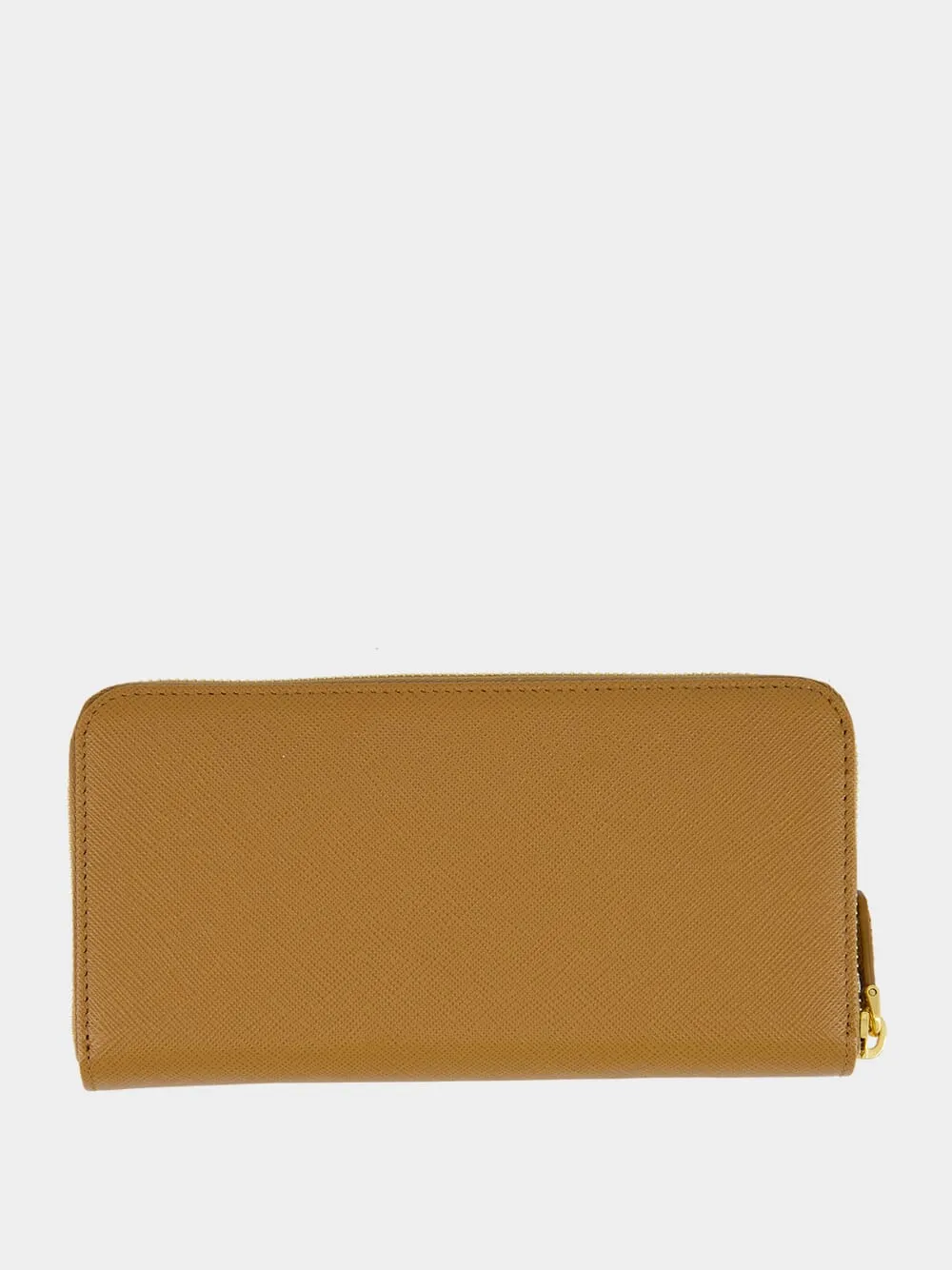 Prada Logo Plaque Zip-Around Large Wallet