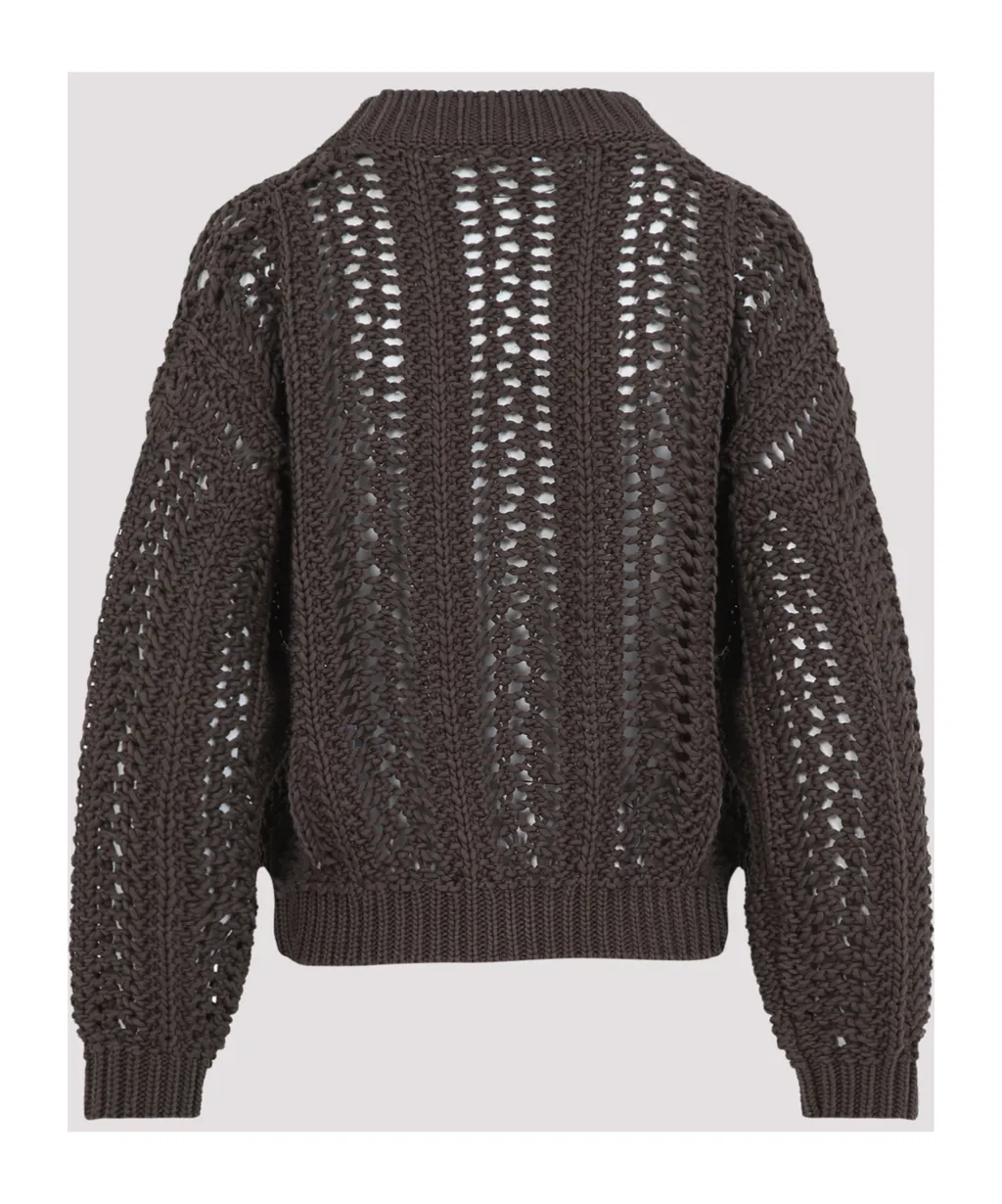 Brunello Cucinelli Long Sleeved Open-Knit Cardigan