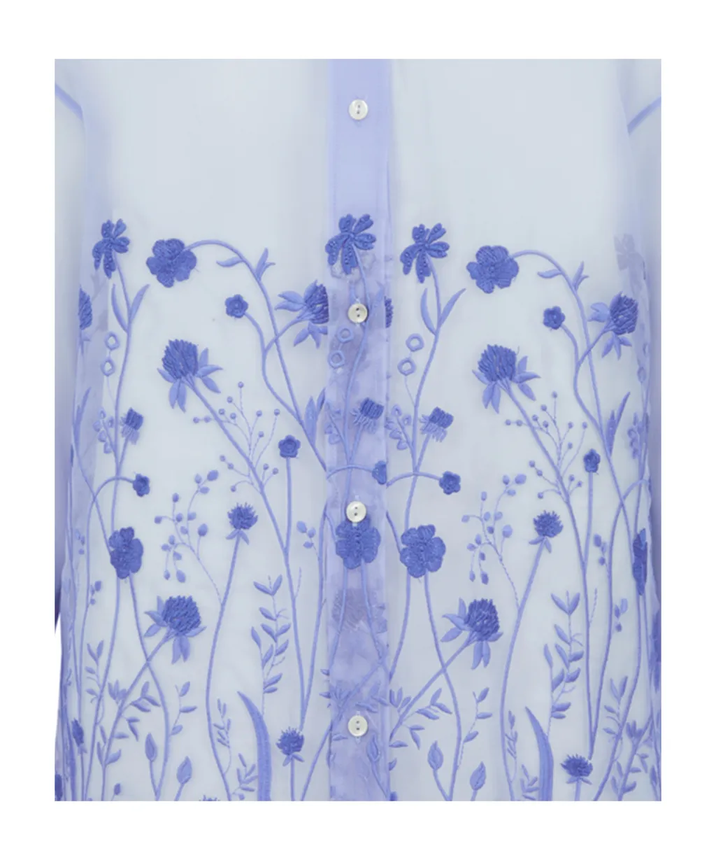 P.A.R.O.S.H. Sheer Floral Embellished Shirt