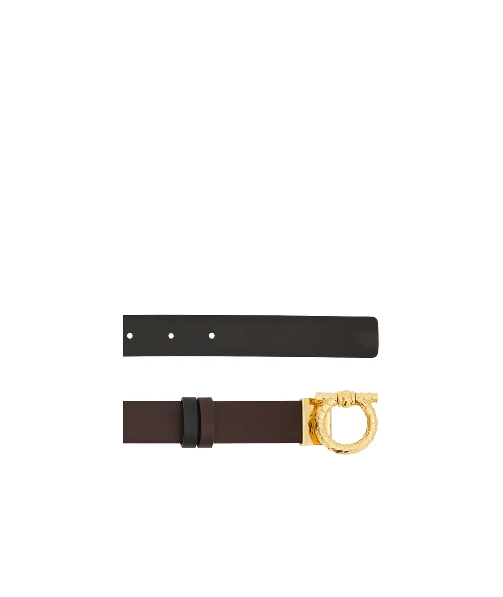 Gancini-Buckle Leather Belt