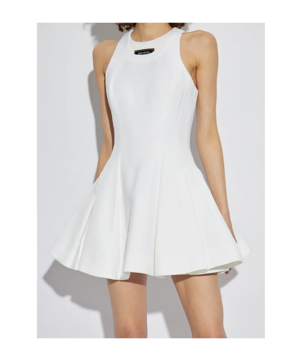 Balmain Sleeveless Pleated Mini Dress