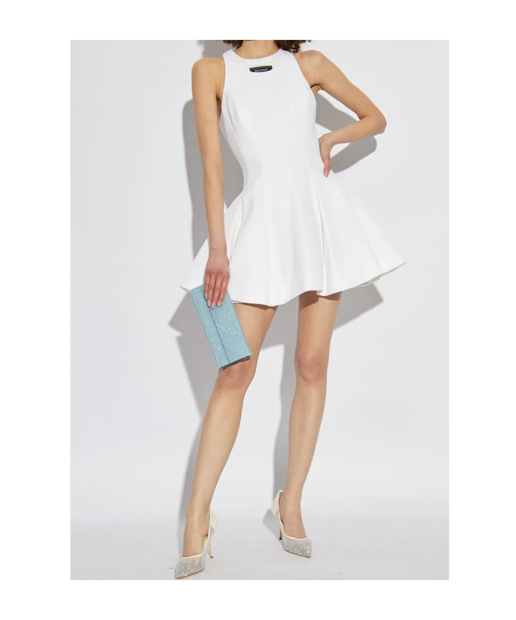 Balmain Sleeveless Pleated Mini Dress