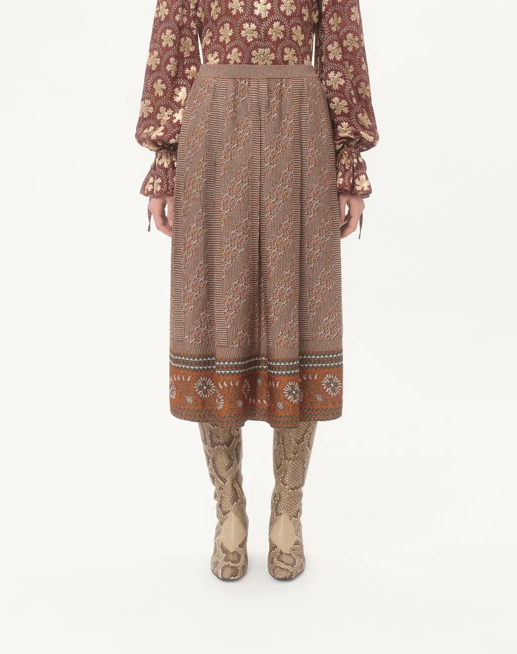 Valentino All-Over Patterned Knitted Skirt