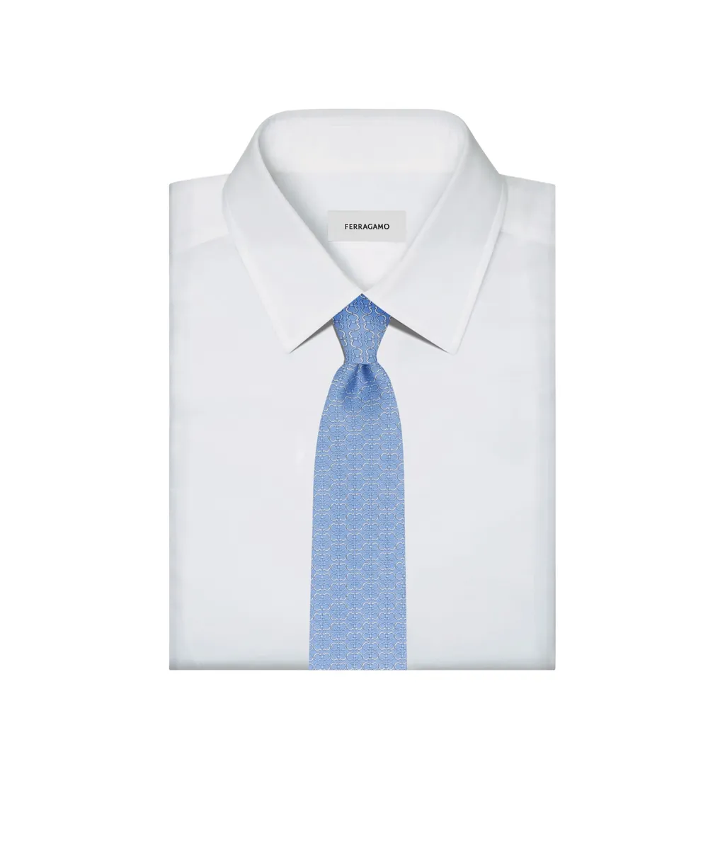 Gancini Printed Silk Tie
