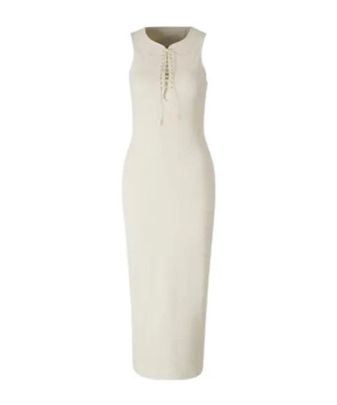 Givenchy Lace-Up Ribbed Midi Tank Dress