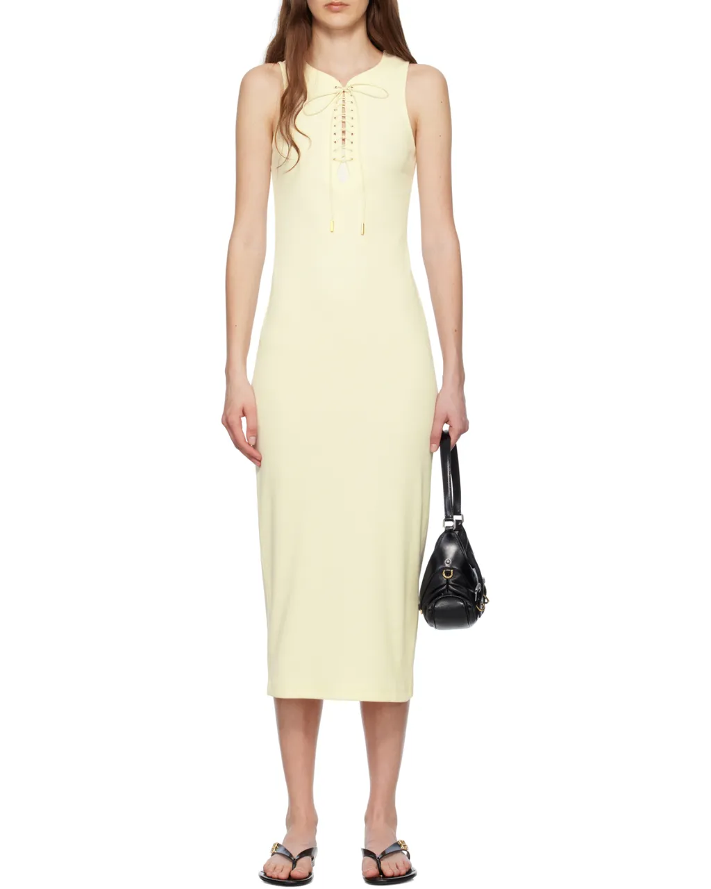 Givenchy Lace-Up Ribbed Midi Tank Dress