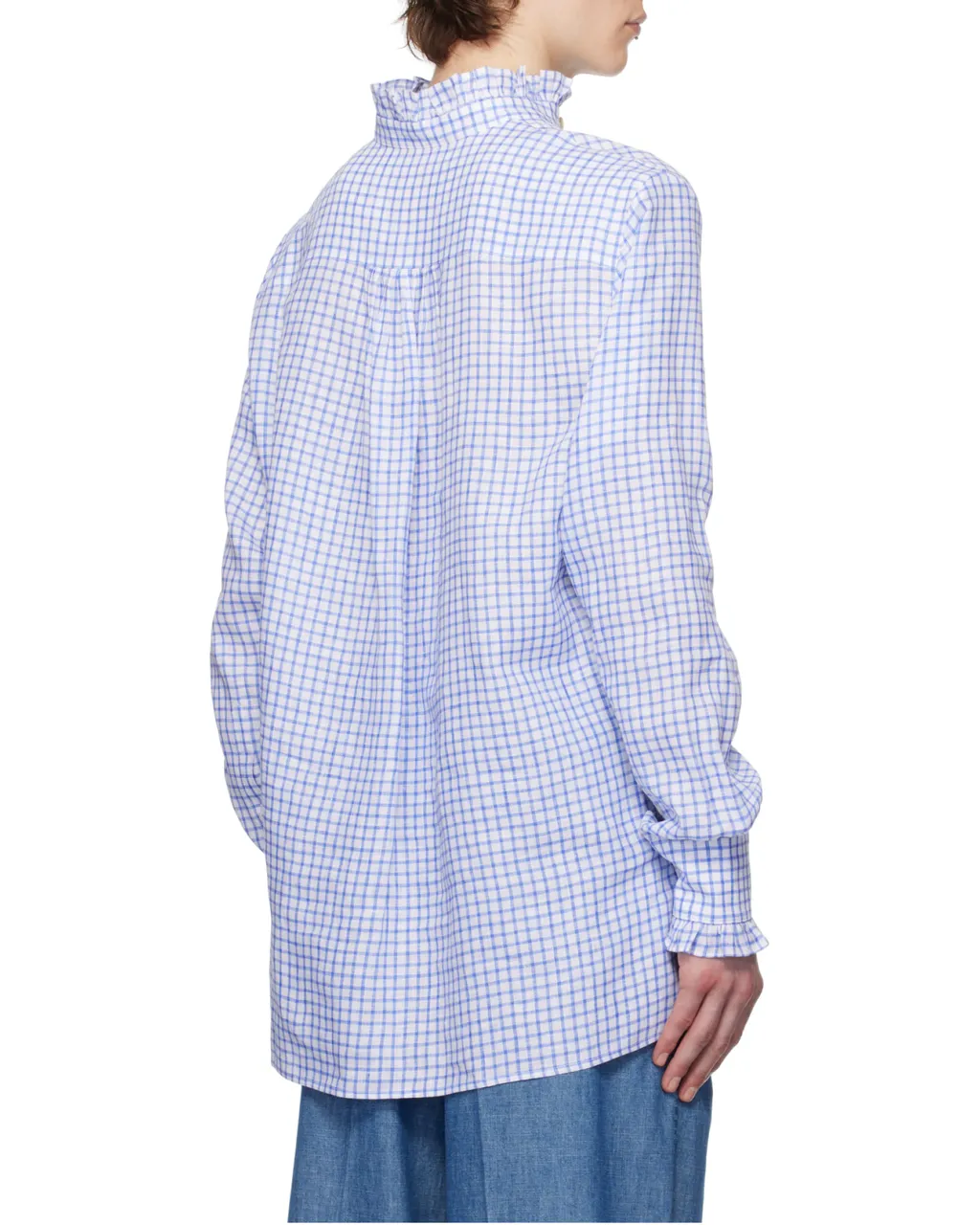 Valentino Checked Ruffle Detailed Long-Sleeved Shirt