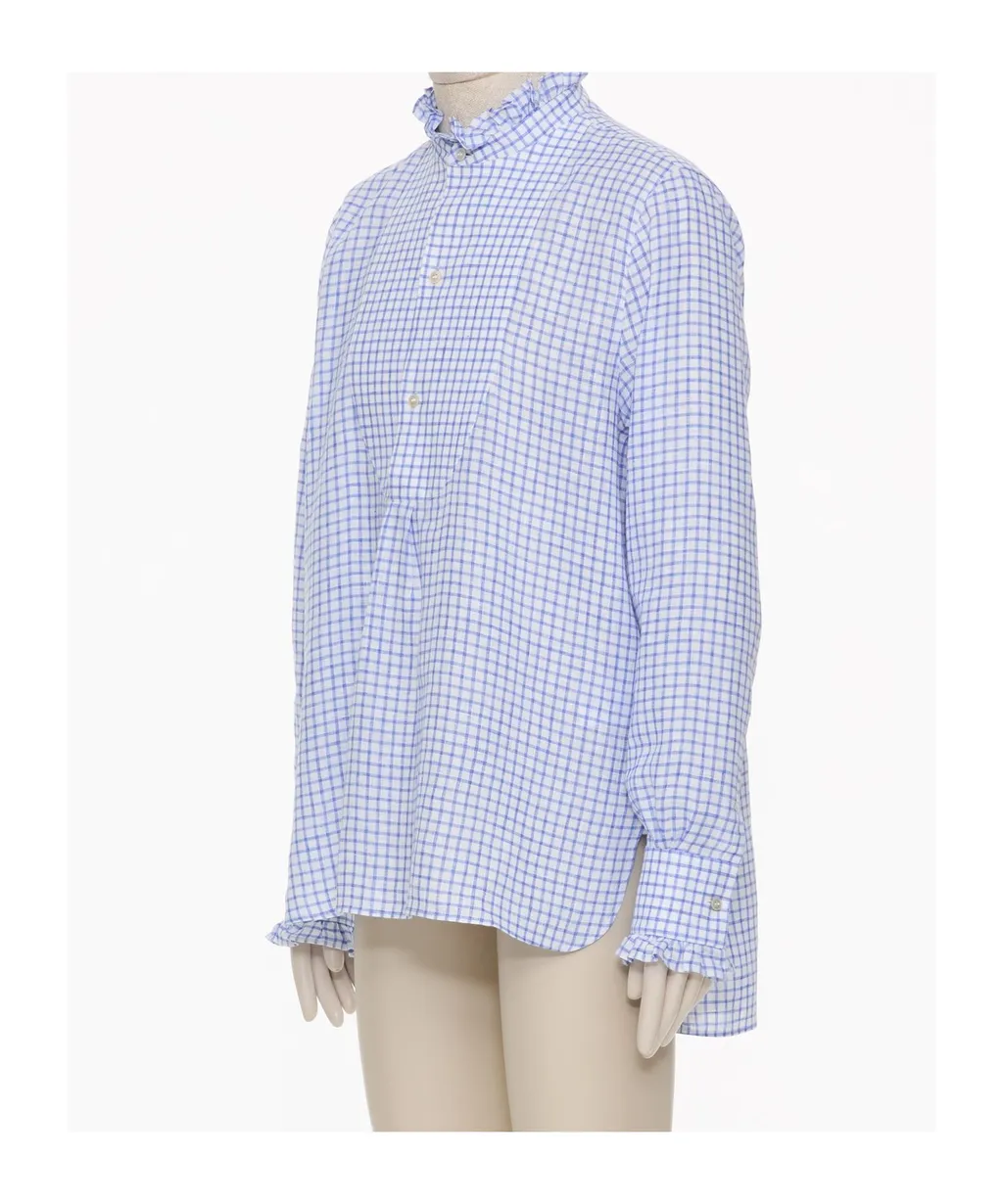 Valentino Checked Ruffle Detailed Long-Sleeved Shirt