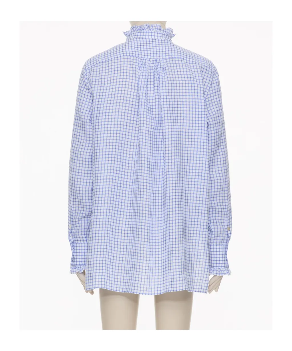 Valentino Checked Ruffle Detailed Long-Sleeved Shirt