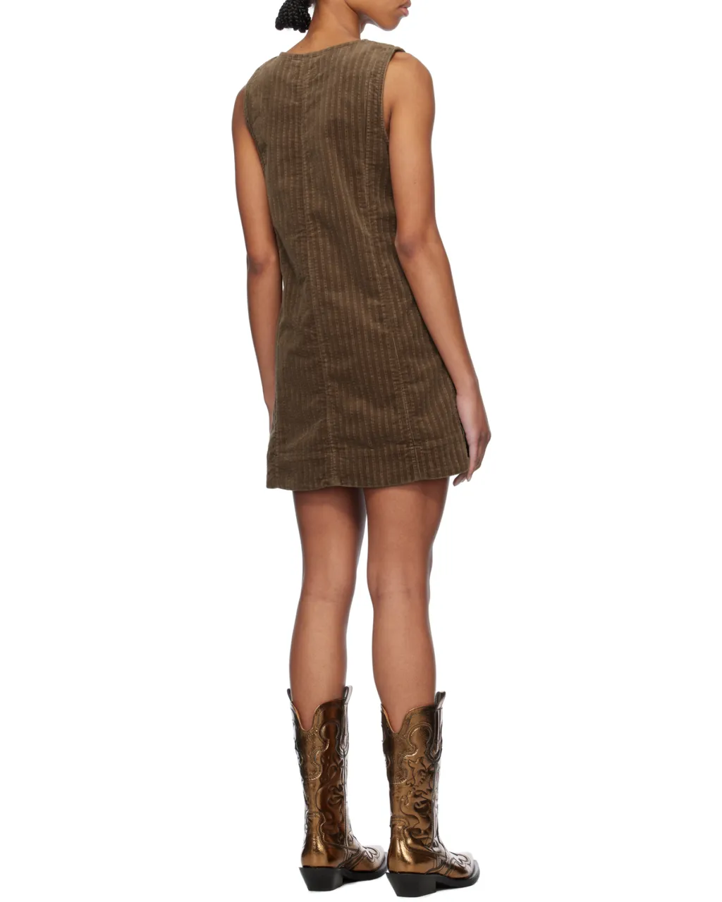 Brown Corduroy Mini Dress