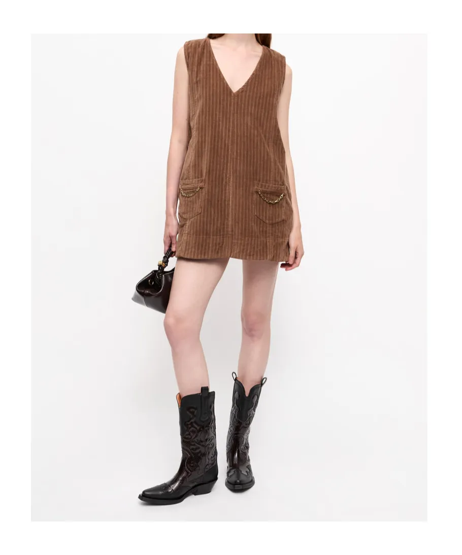 Brown Corduroy Mini Dress