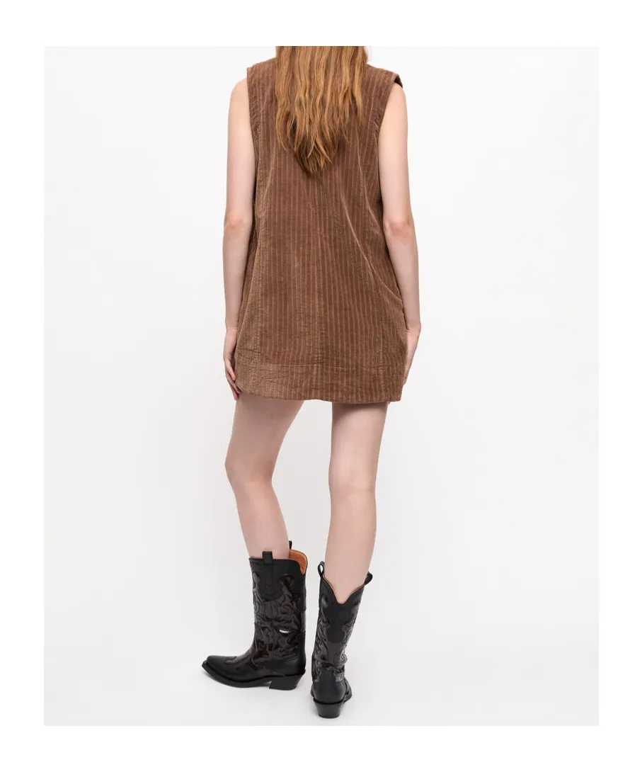 Brown Corduroy Mini Dress