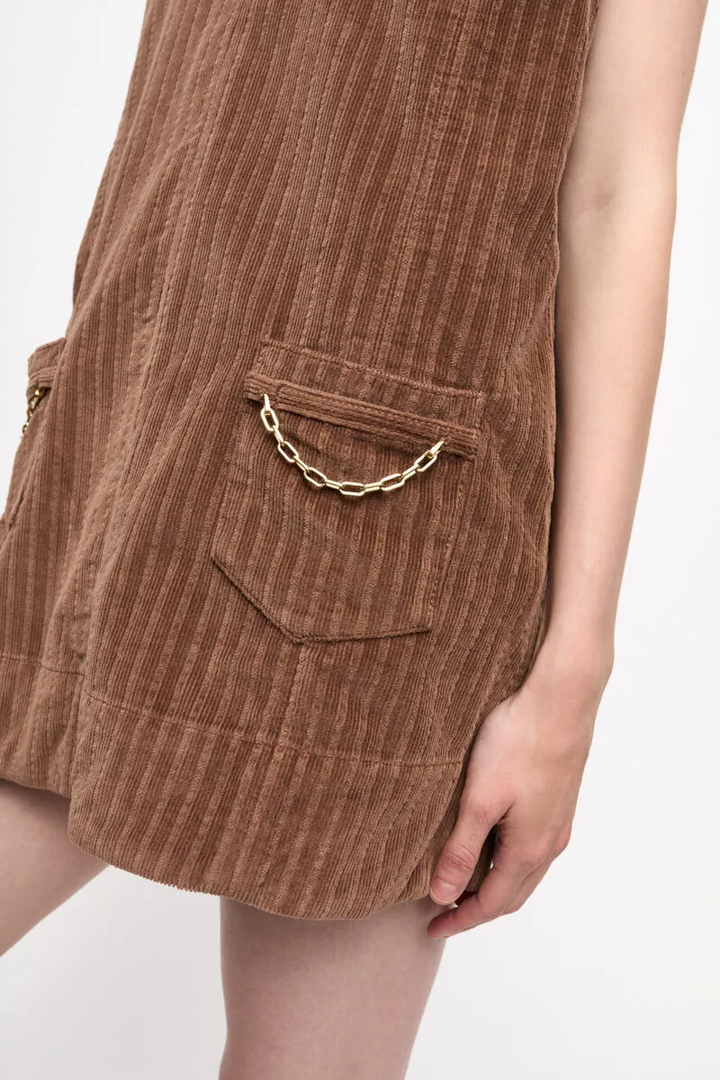 Brown Corduroy Mini Dress