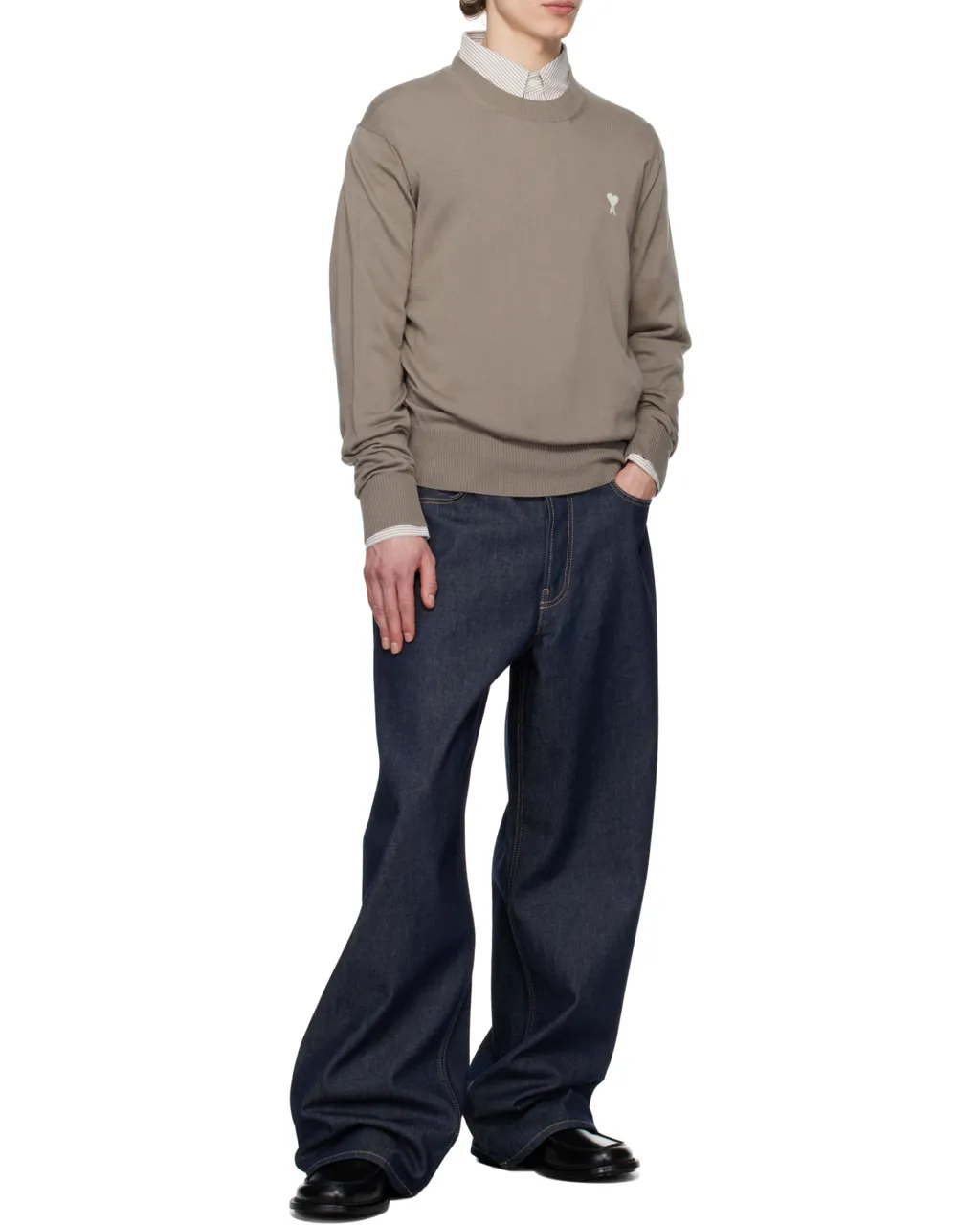Ami Paris Logo-Embroidered Crewneck Jumper