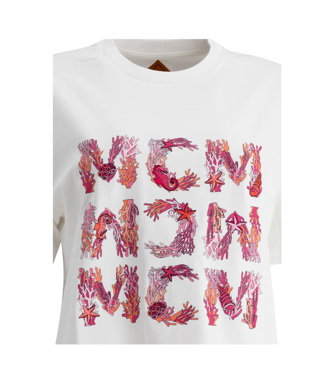 Mcm Logo Printed Crewneck T-Shirt