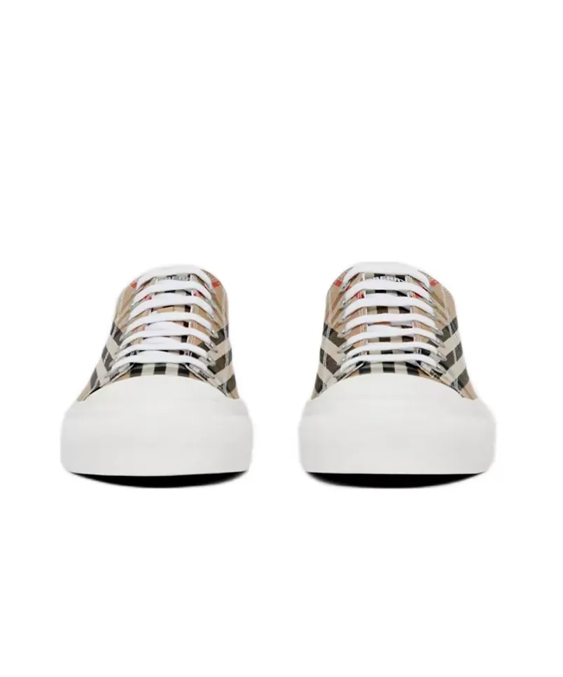 Color-Blocking Checked Sneakers