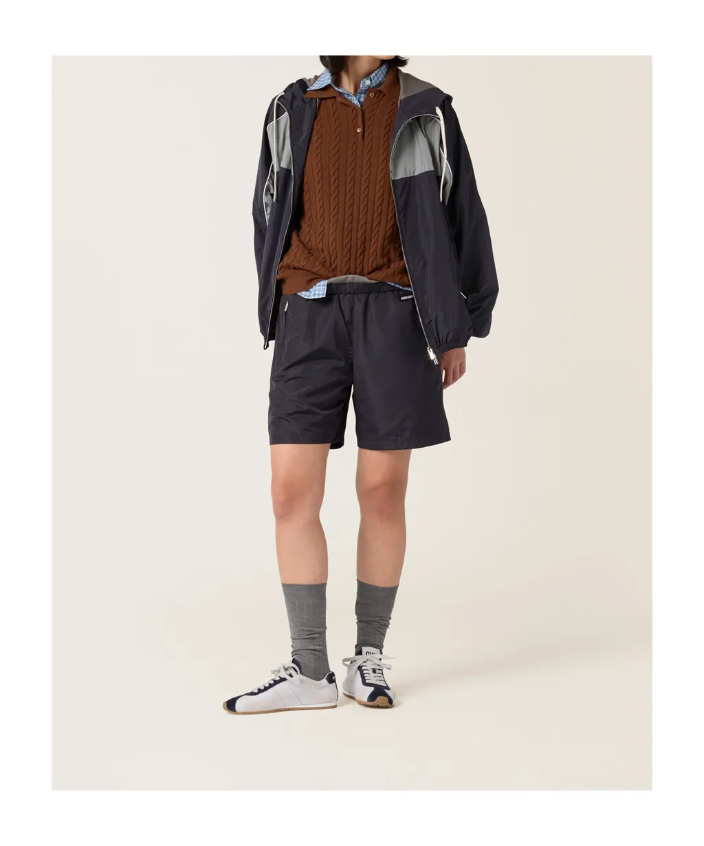 Miu Miu Logo-Patch Wide-Leg Bermuda Shorts