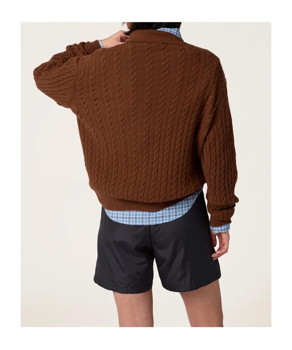 Miu Miu Logo-Patch Wide-Leg Bermuda Shorts