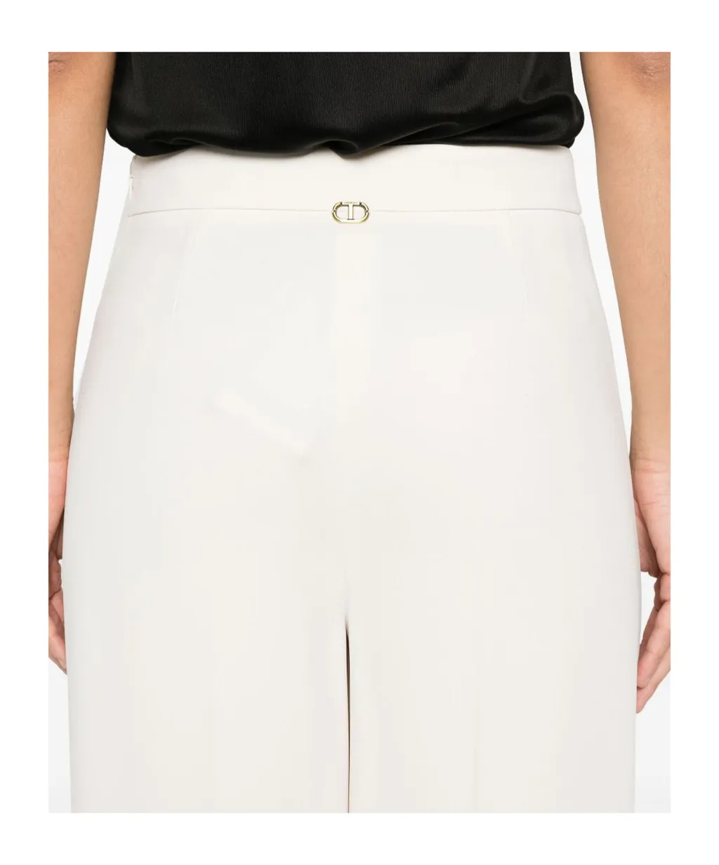 Twinset Pants With Logo Pendant And Side Zip