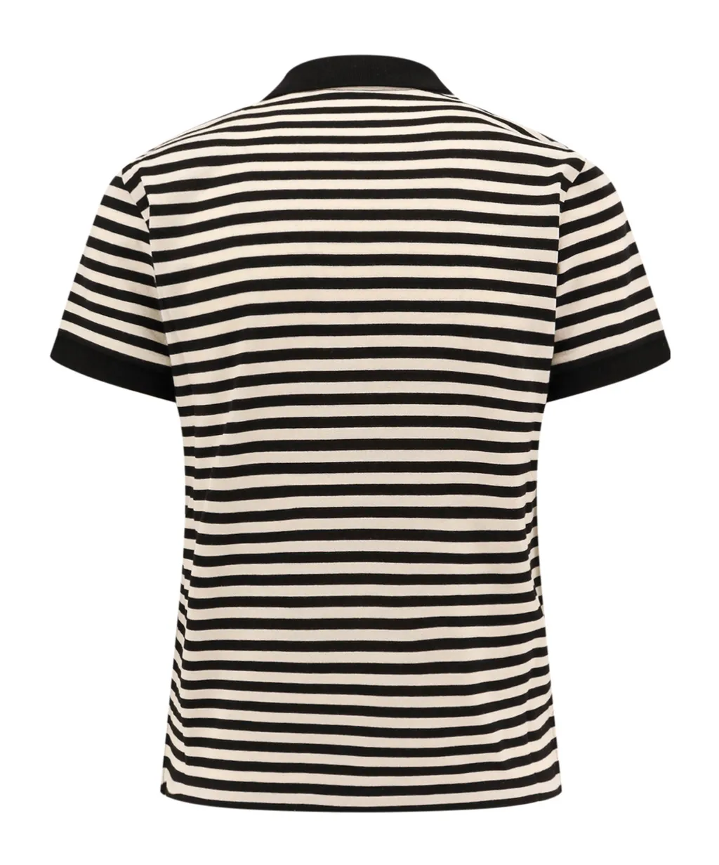 Moncler Logo Patch Striped Polo Shirt