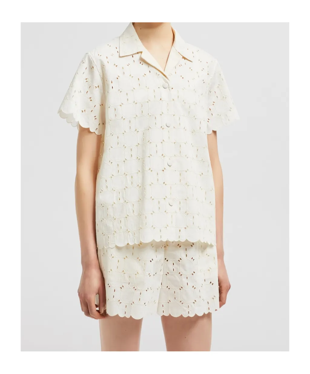Moncler Broderie Anglaise Short Sleeve Shirt