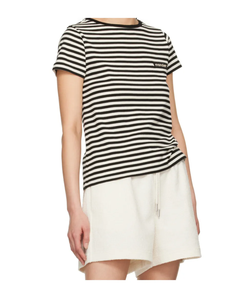 Moncler Logo Patch Striped Crewneck T-Shirt