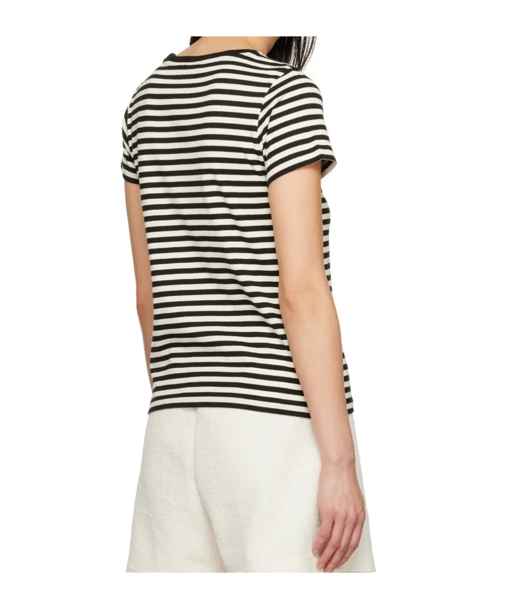 Moncler Logo Patch Striped Crewneck T-Shirt
