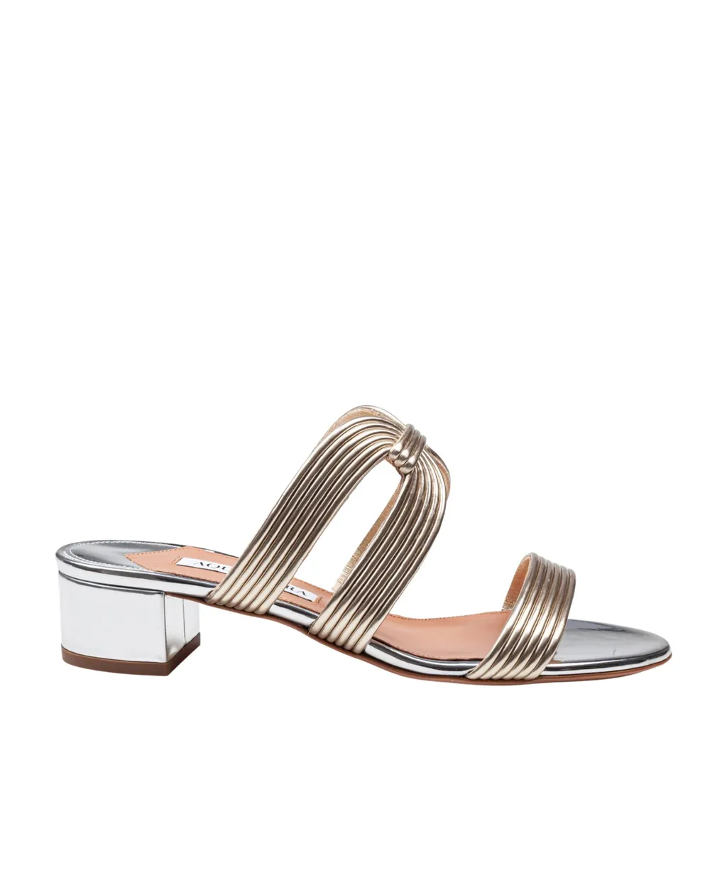 Aquazzura Metallic Effect Open Toe Mules