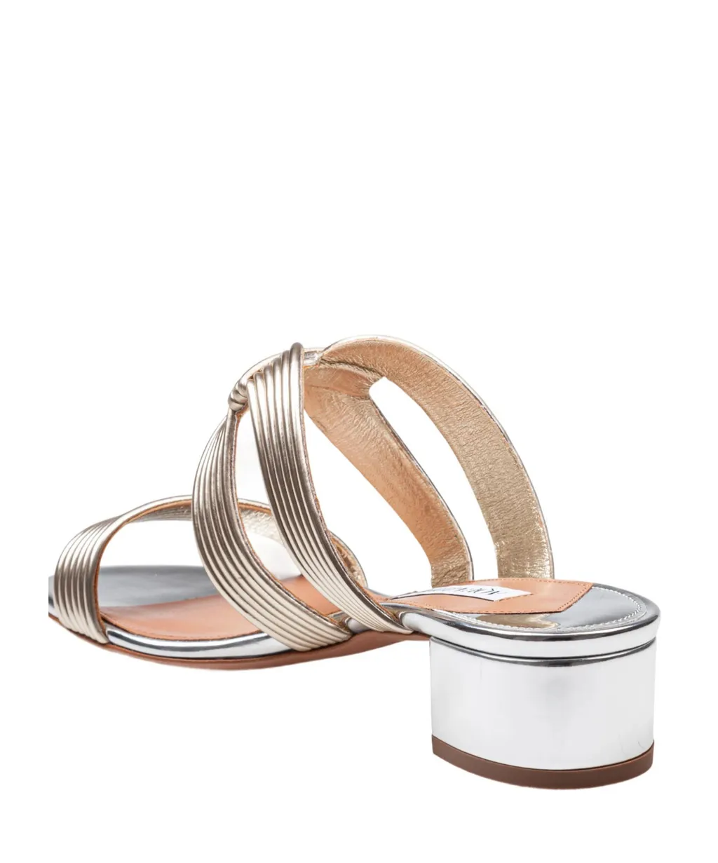 Aquazzura Metallic Effect Open Toe Mules