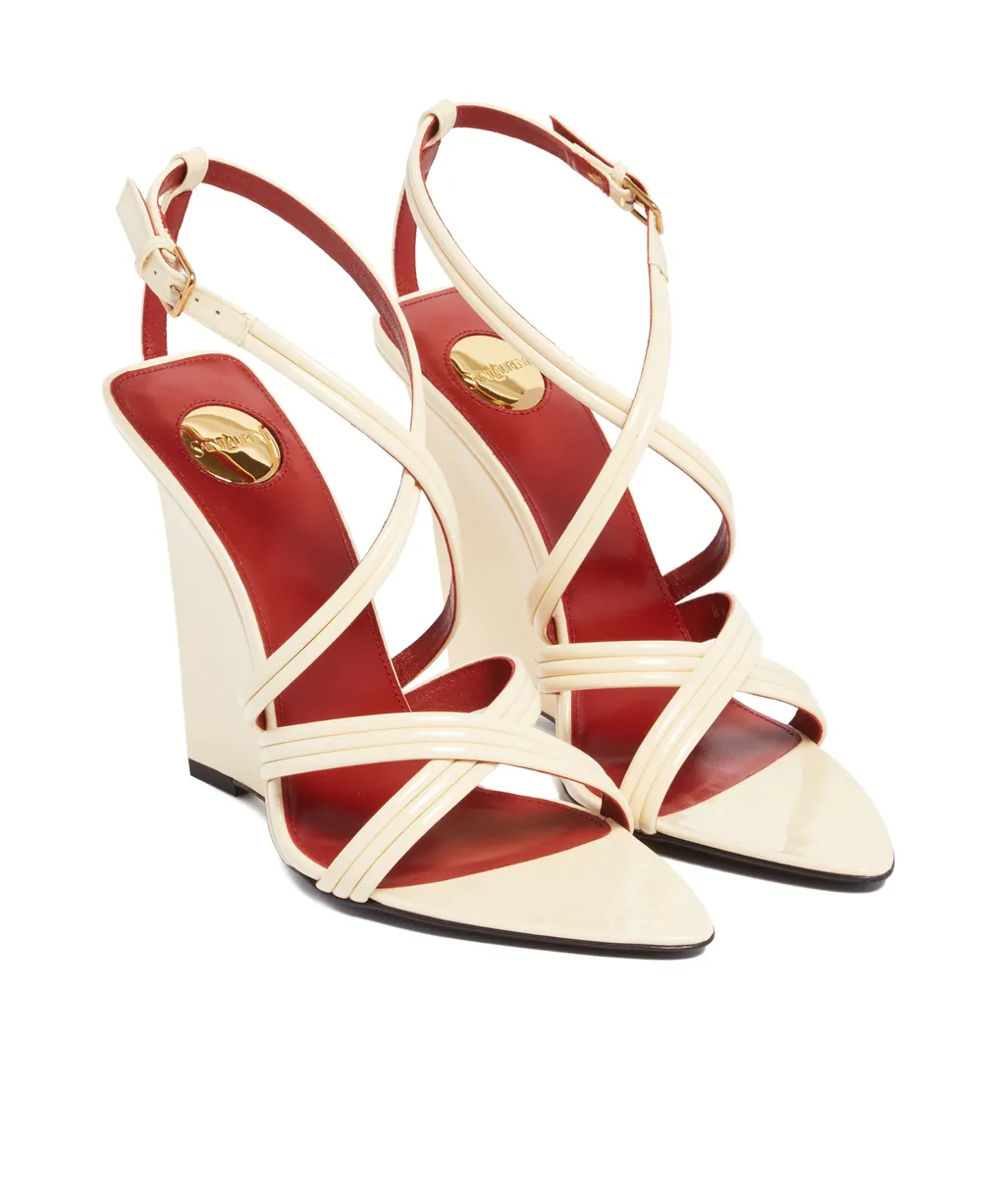 Saint Laurent Open Toe Wedge Sandals