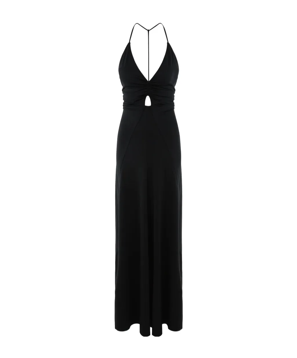 V-Neck Ruched Maxi Dress