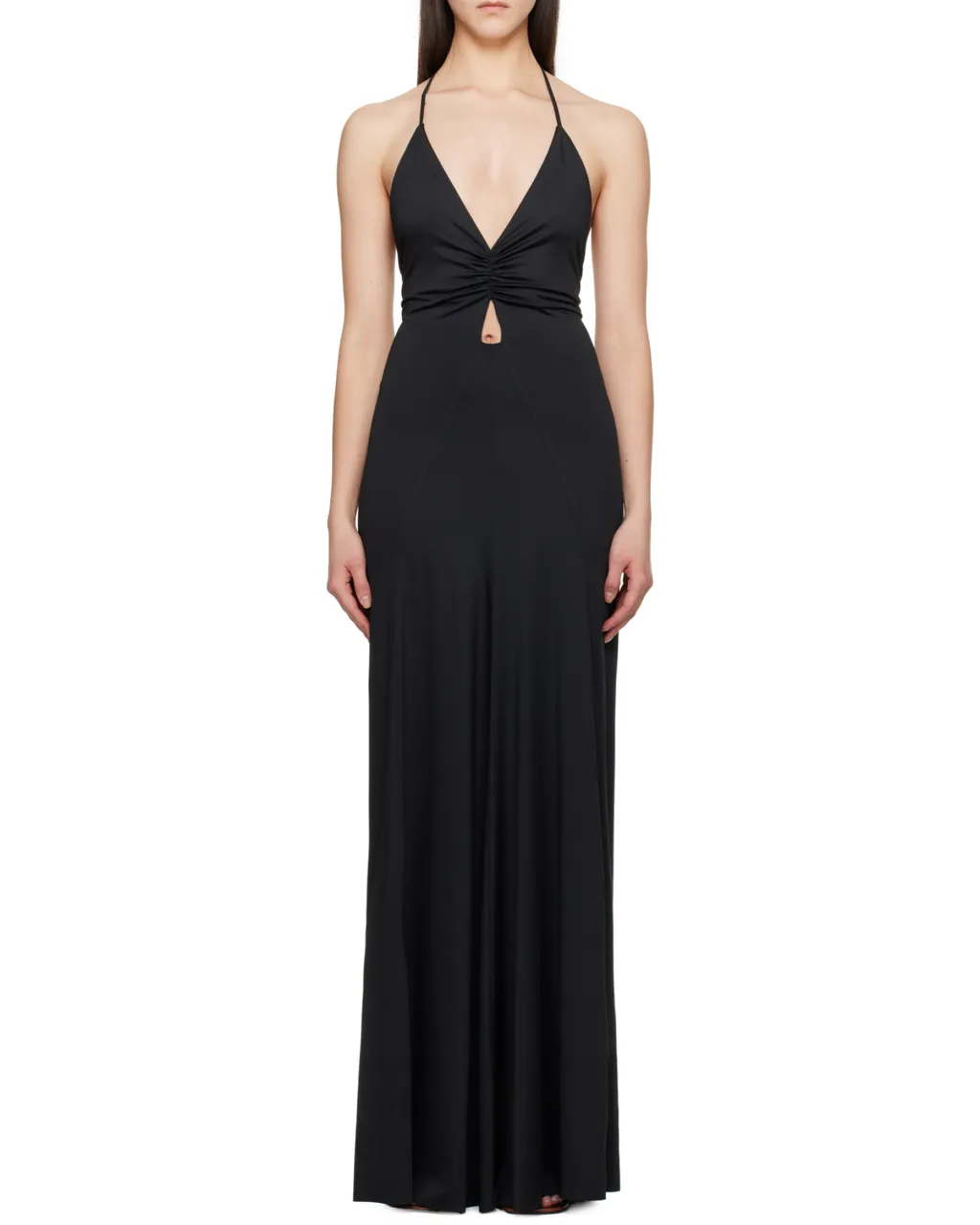 V-Neck Ruched Maxi Dress