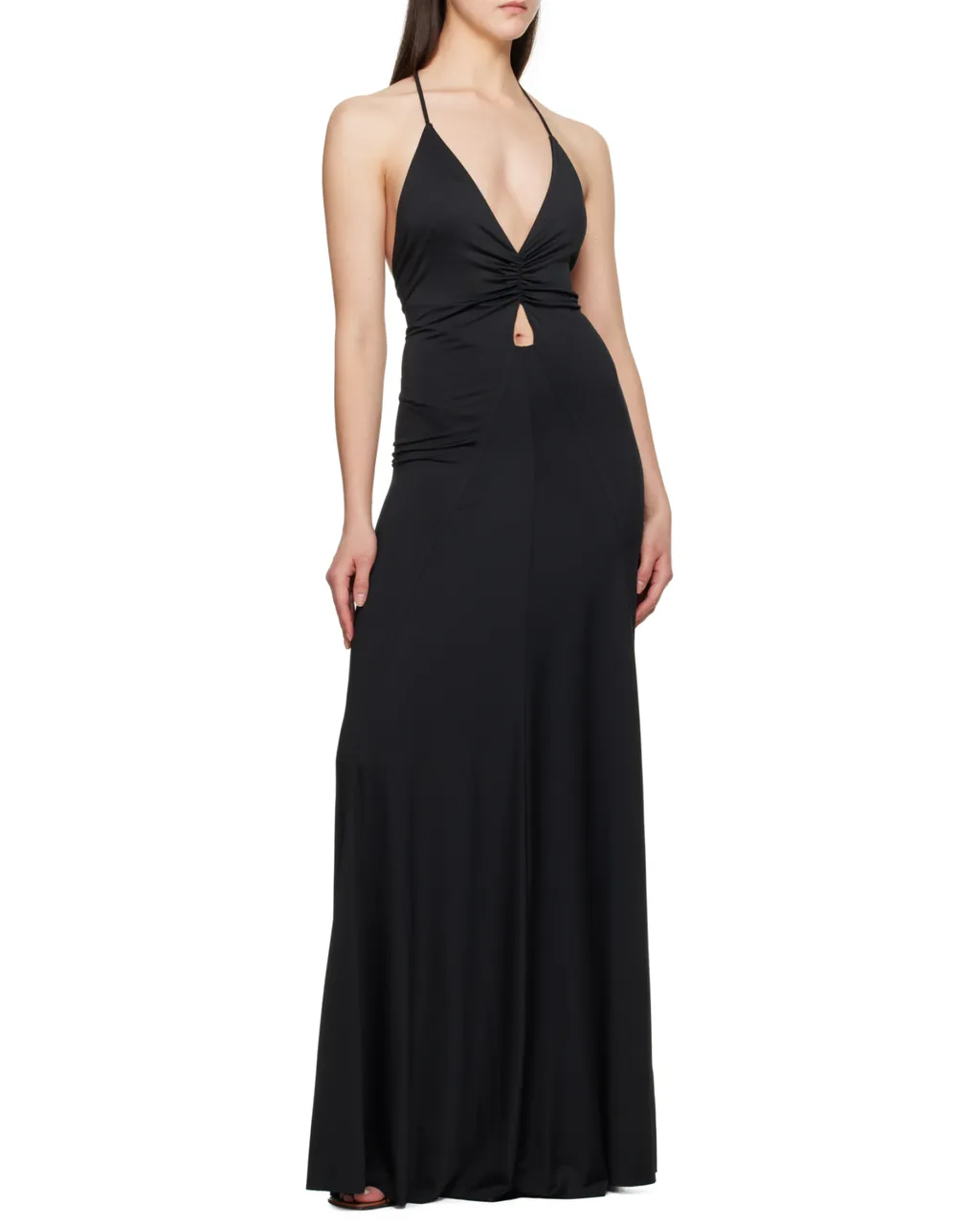 V-Neck Ruched Maxi Dress
