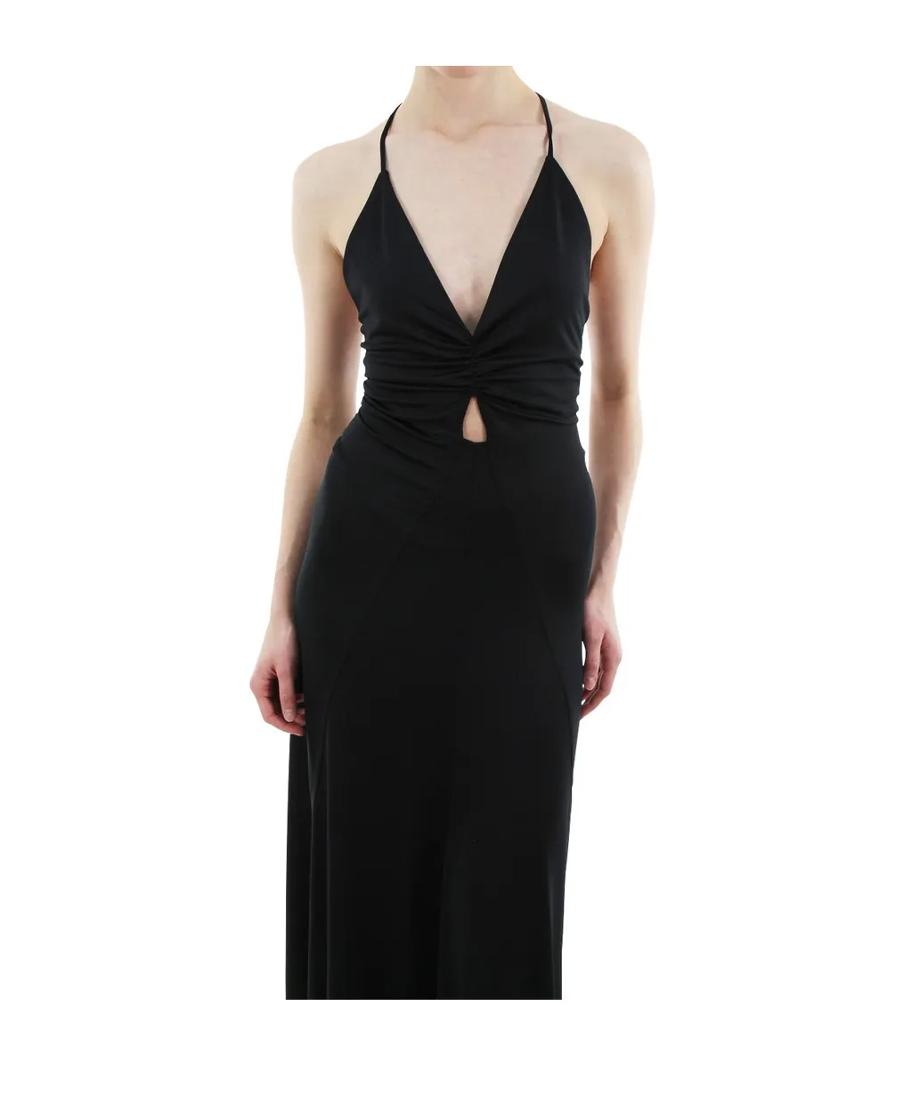 V-Neck Ruched Maxi Dress