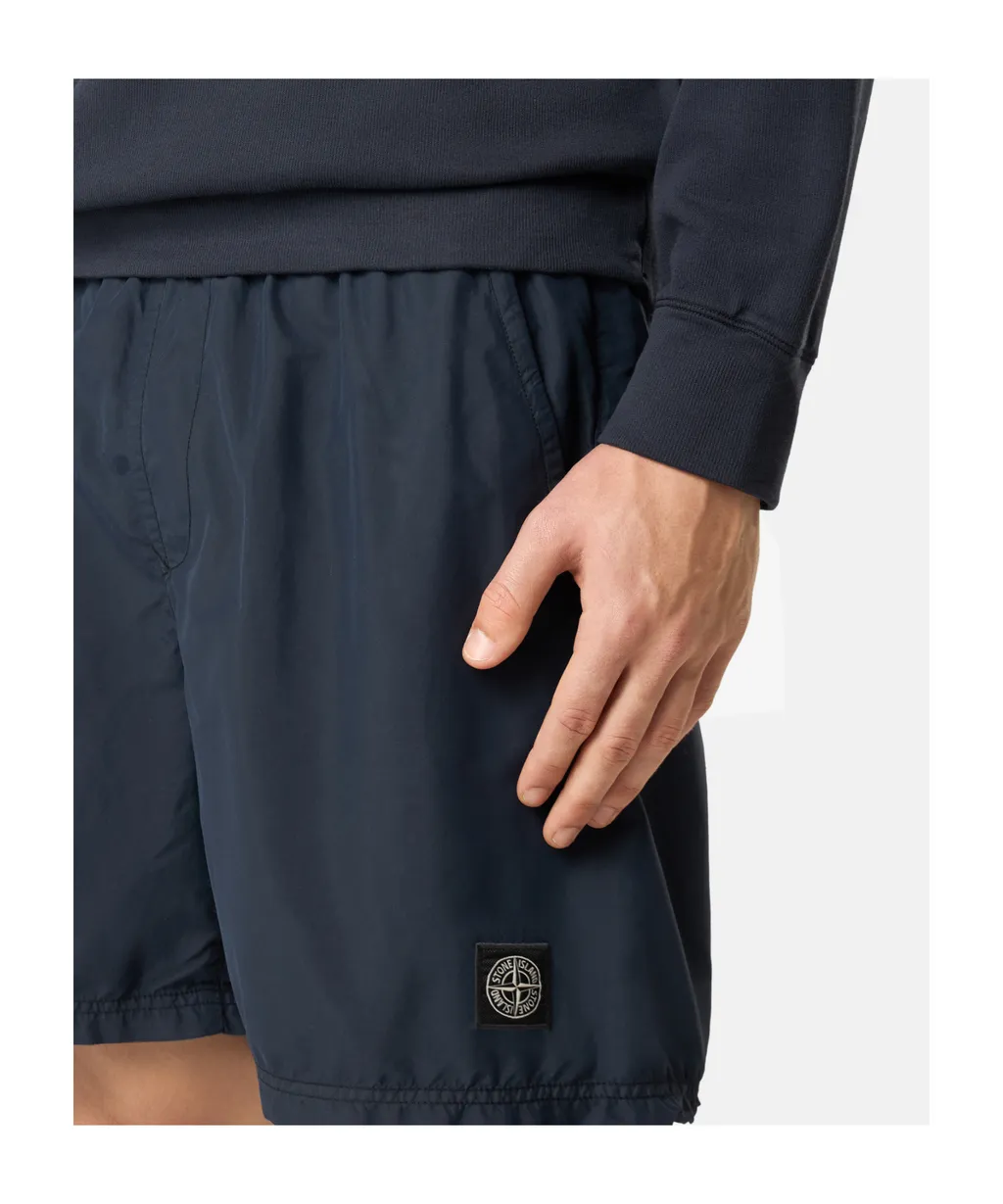 Stone Island Logo Patch Mid-Length Swim Trunks
