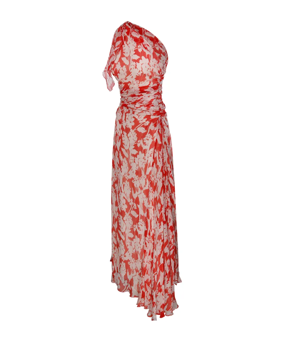 Victoria Beckham One Shoulder Draped Midi Dress