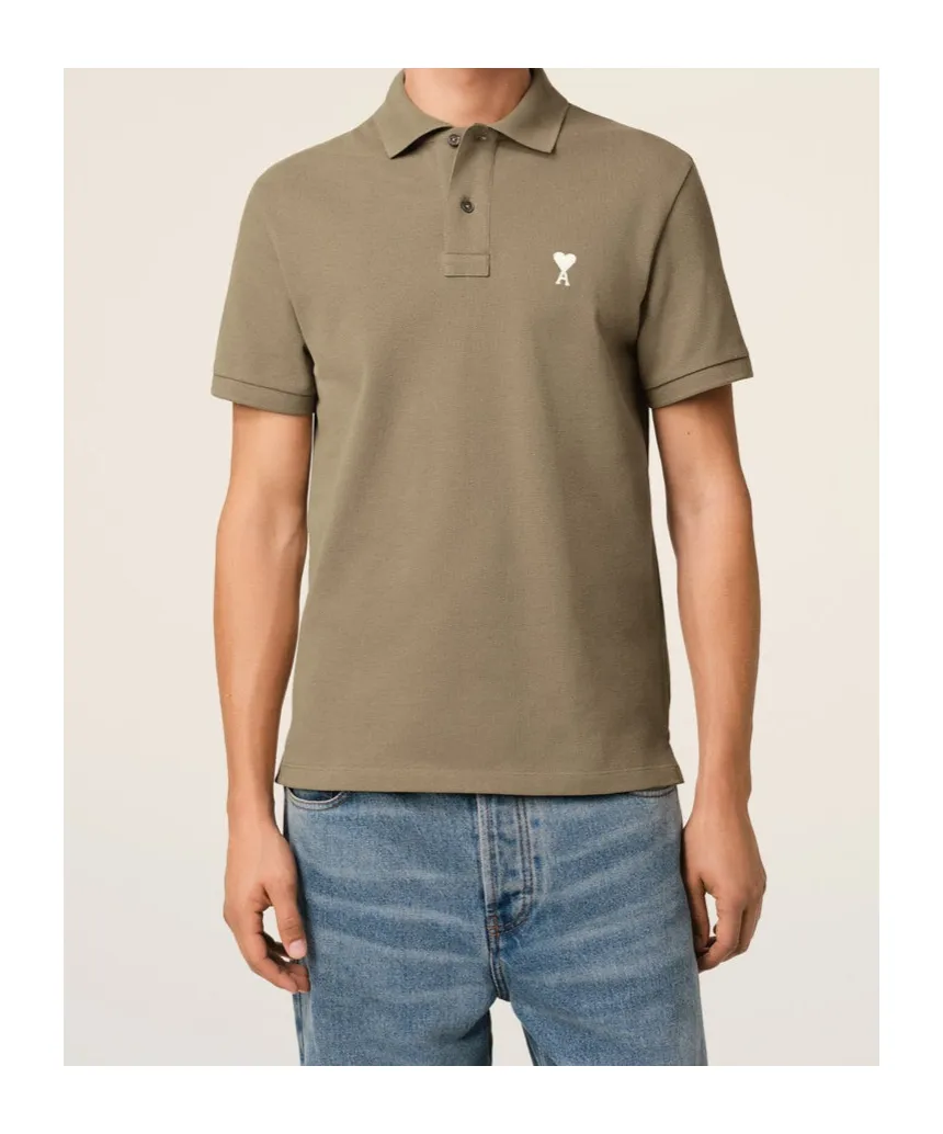 Ami Paris Ami De Coeur Logo Embroidered Polo Shirt