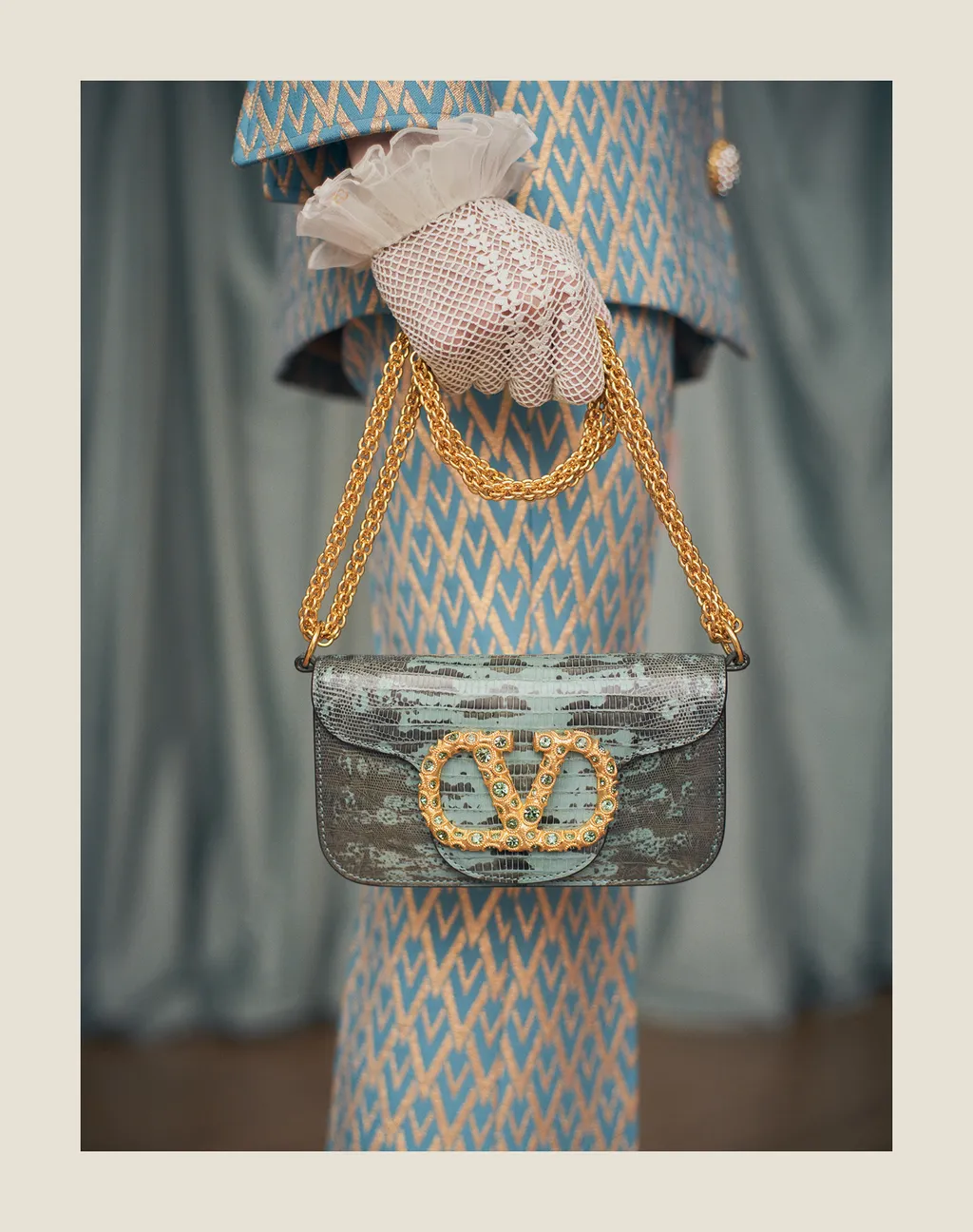 Valentino Locò Foldover Top Small Shoulder Bag