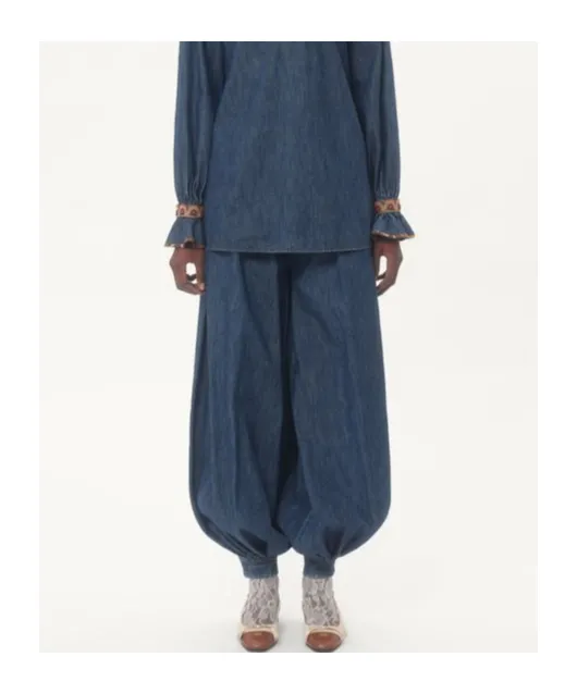 Valentino	Chambray Pleated Jeans