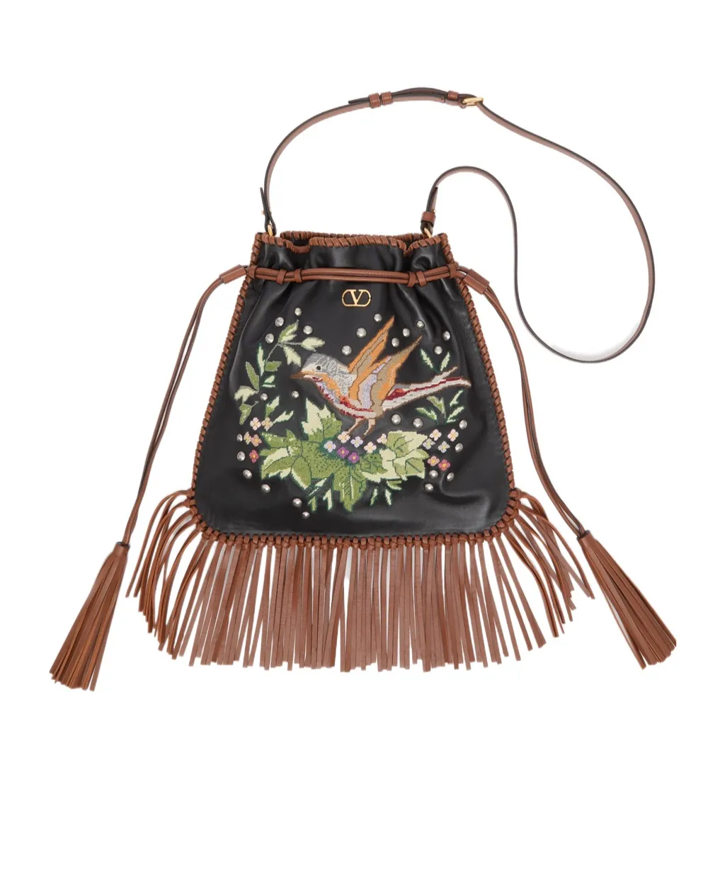 Valentino Garavani NellcÔTe Alice Embroidered Bag With Fringes