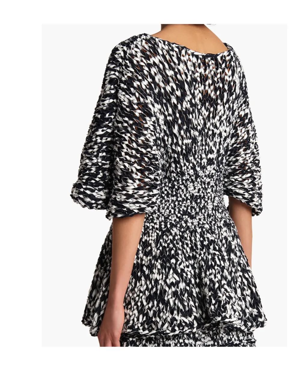 Mathilde Bubble-Sleeve Peplum Top
