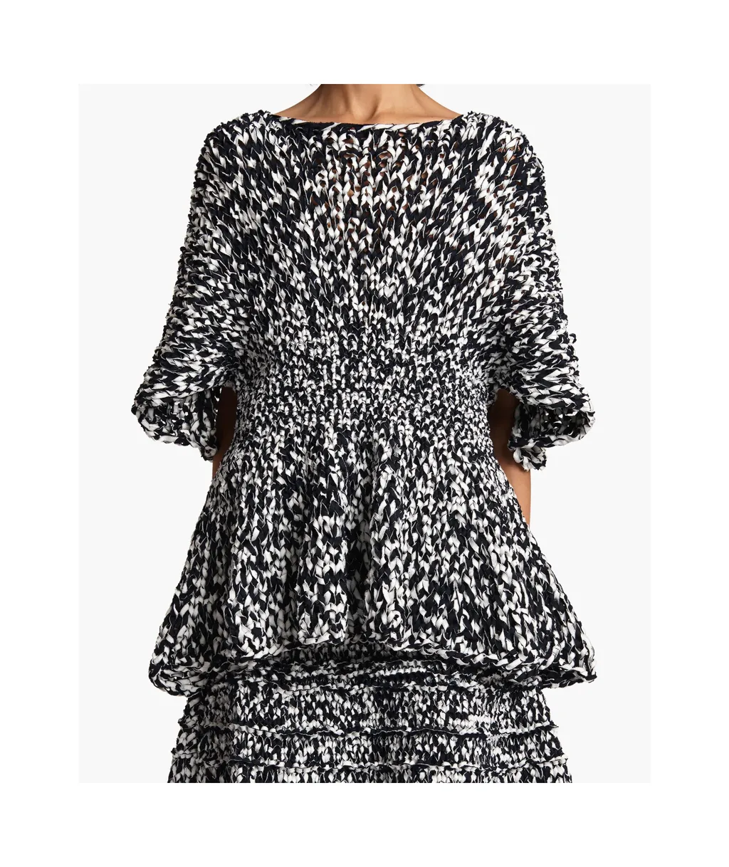 Mathilde Bubble-Sleeve Peplum Top