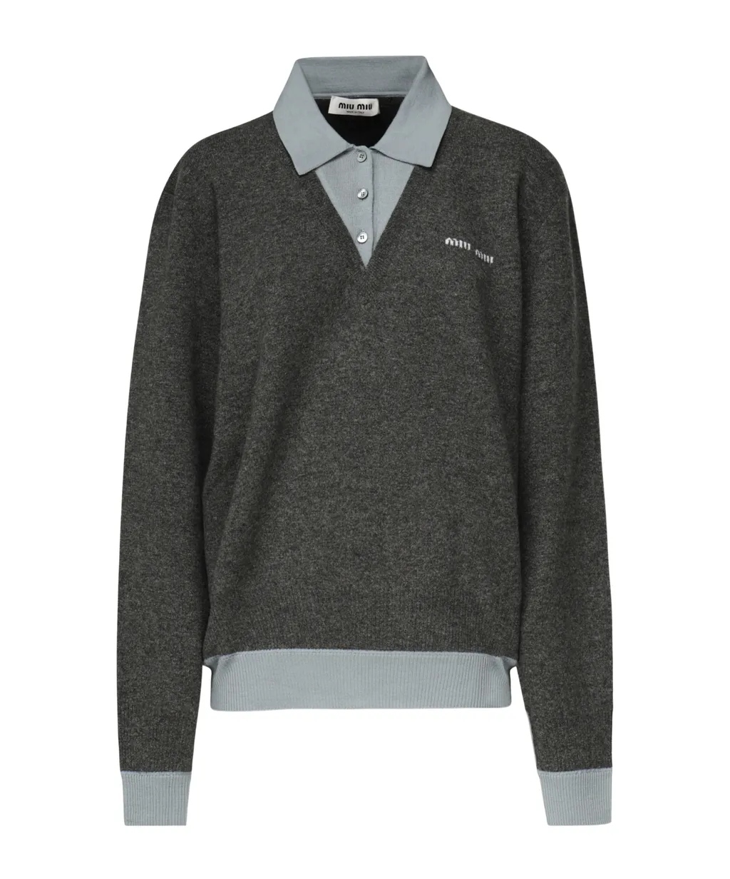 Miu Miu Logo-Embroidered Layered Polo Top