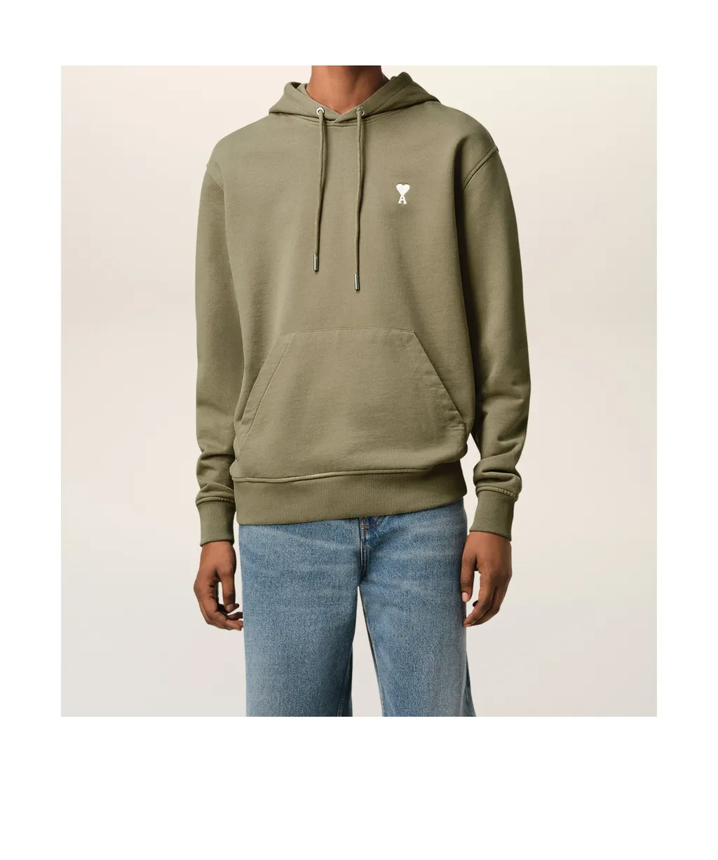 Ami Paris Ami De Coeur Logo-Embroidered Drawstring Hoodie