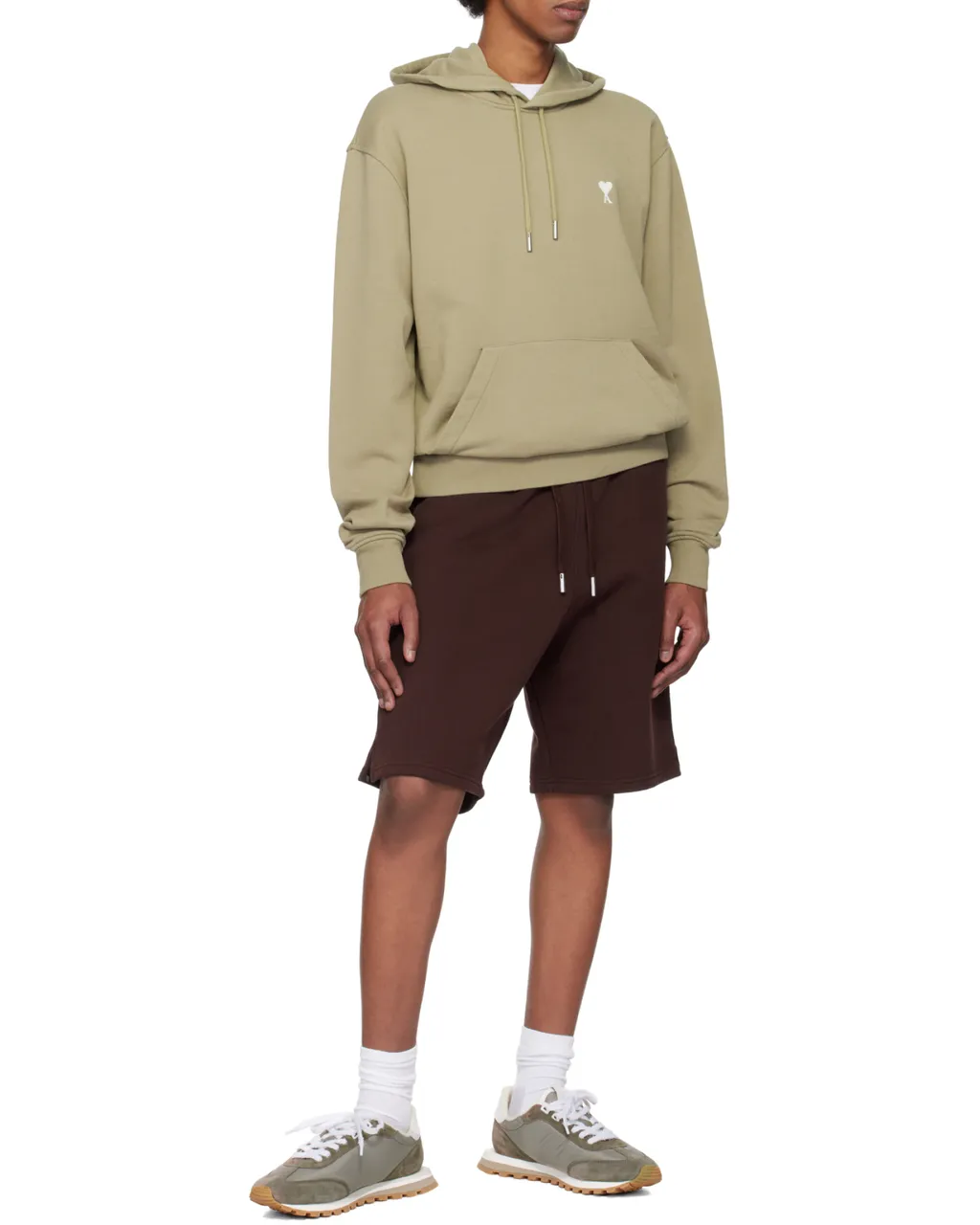 Ami Paris Ami De Coeur Logo-Embroidered Drawstring Hoodie