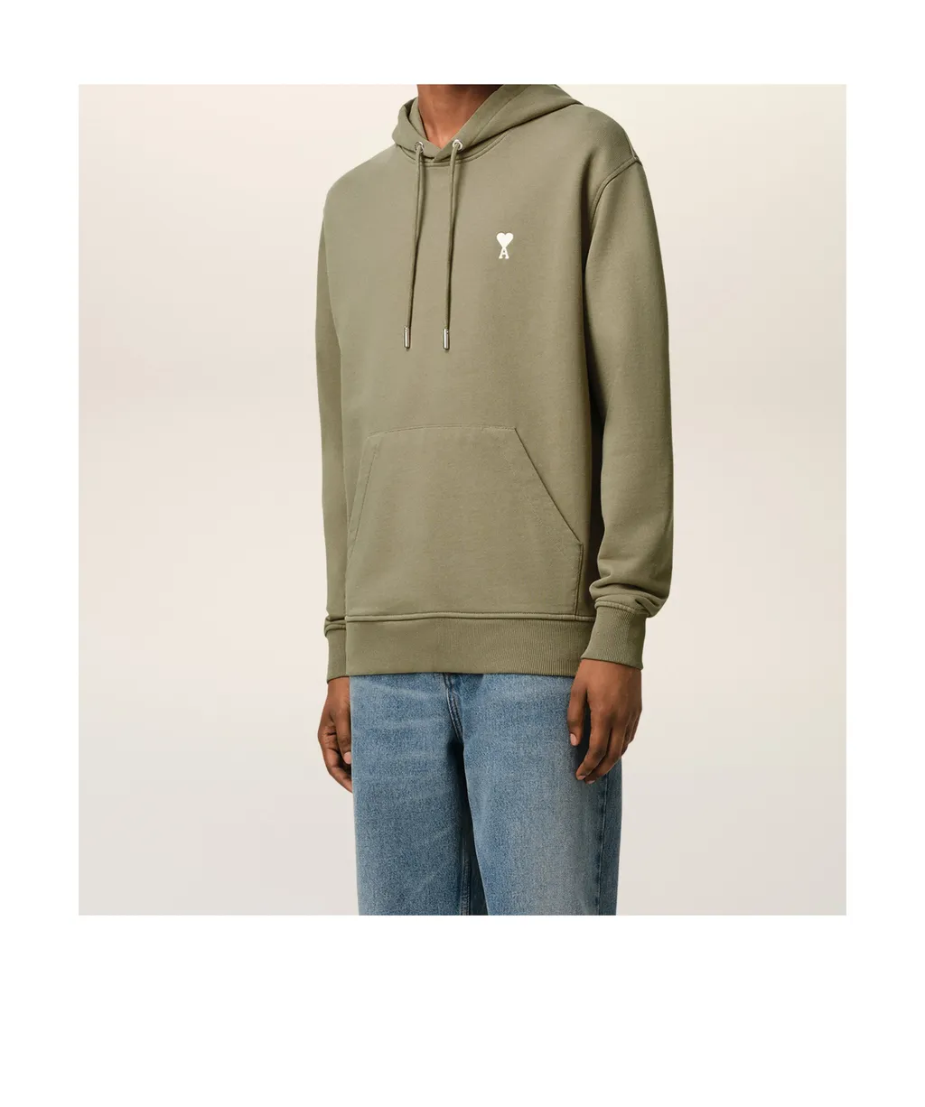 Ami Paris Ami De Coeur Logo-Embroidered Drawstring Hoodie