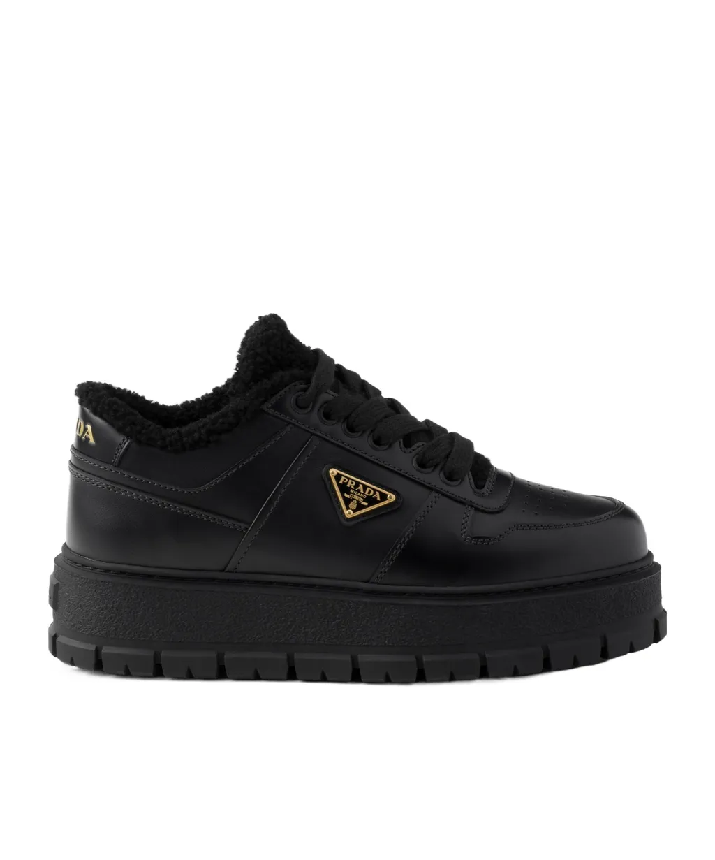 Prada Logo Plaque Lace-Up Sneakers