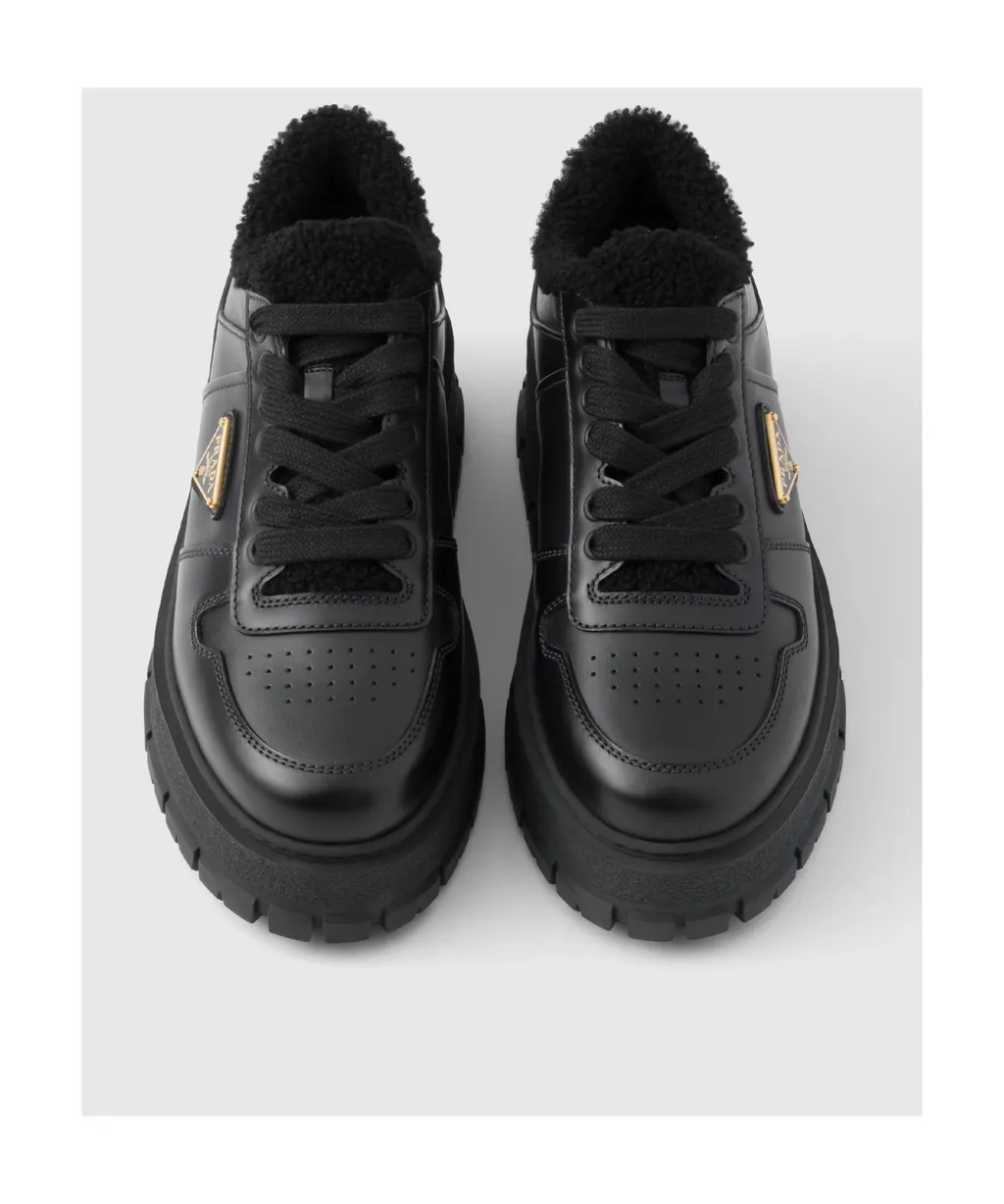 Prada Logo Plaque Lace-Up Sneakers
