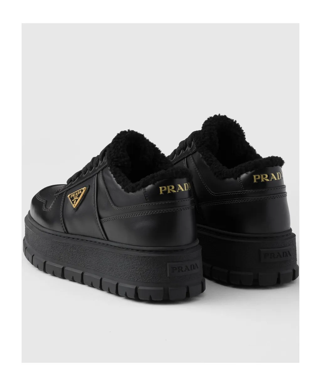 Prada Logo Plaque Lace-Up Sneakers