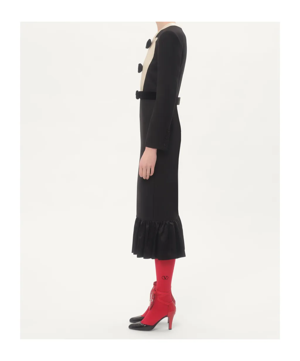 Valentino Bow Detailed Peplum Hem Midi Dress